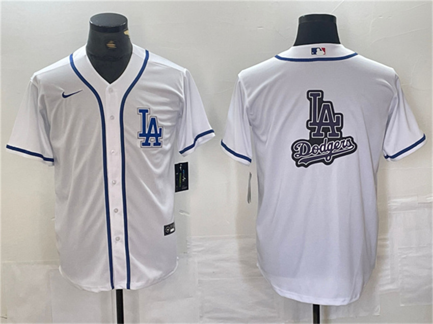 Men's White Los Angeles Dodgers Team Big Logo Cool Base Stitched Baseball Jersey